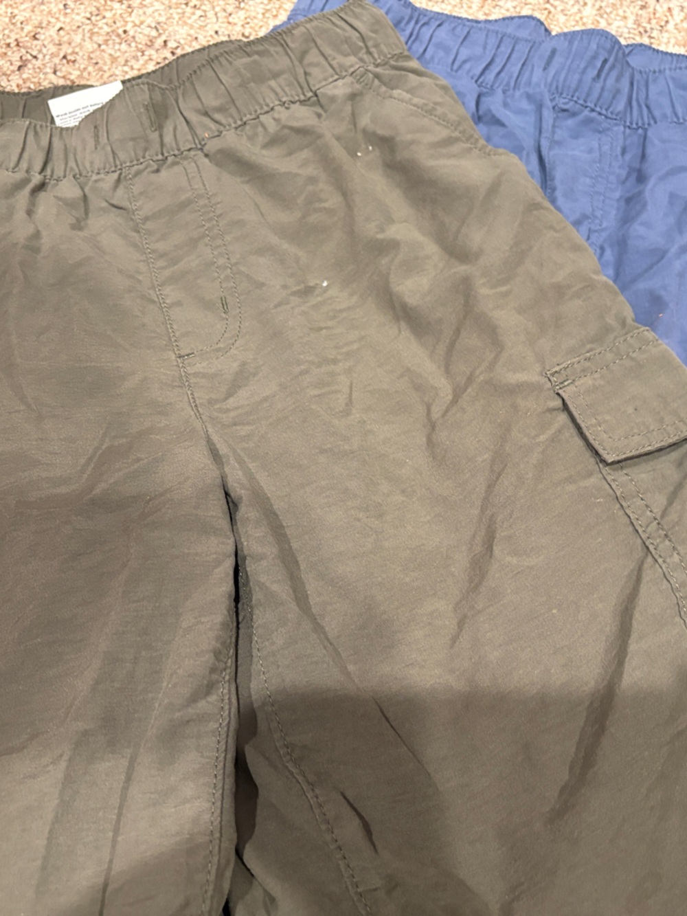 Set Olive Green and blue Cargo Shorts with Elastic Waist